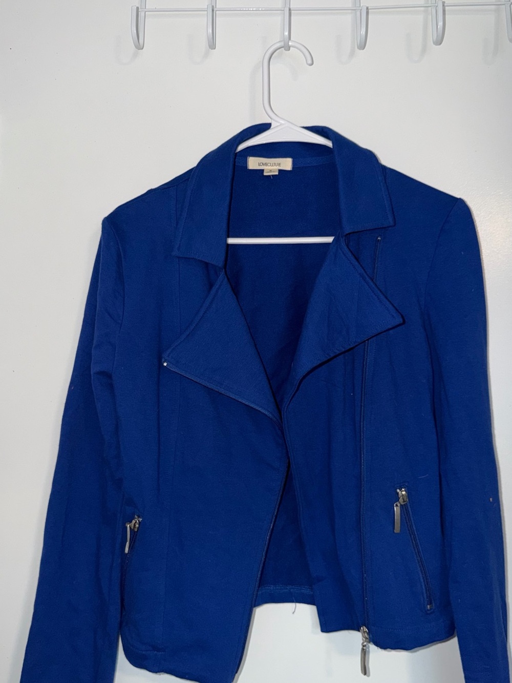 Love Culture Blue Asymmetrical Moto Jacket